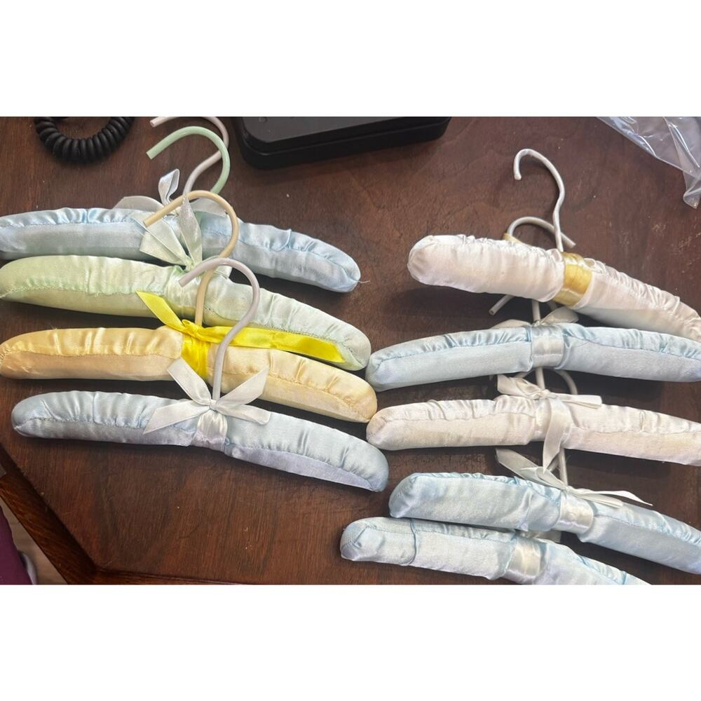 Lot VTG Satin Padded Baby Hangers Nursery Pastel 70s 80s Cottagecore-